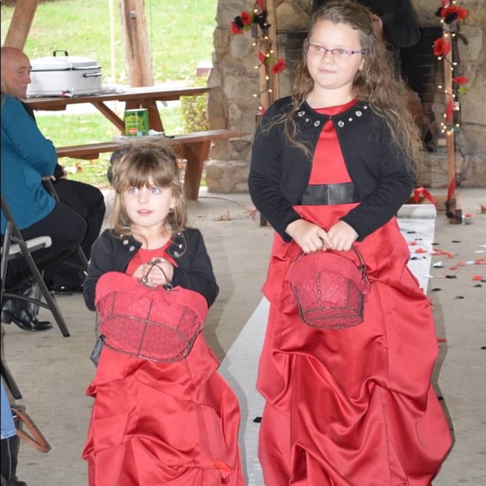 Red Flower girl/Junior Bridesmaid dress.